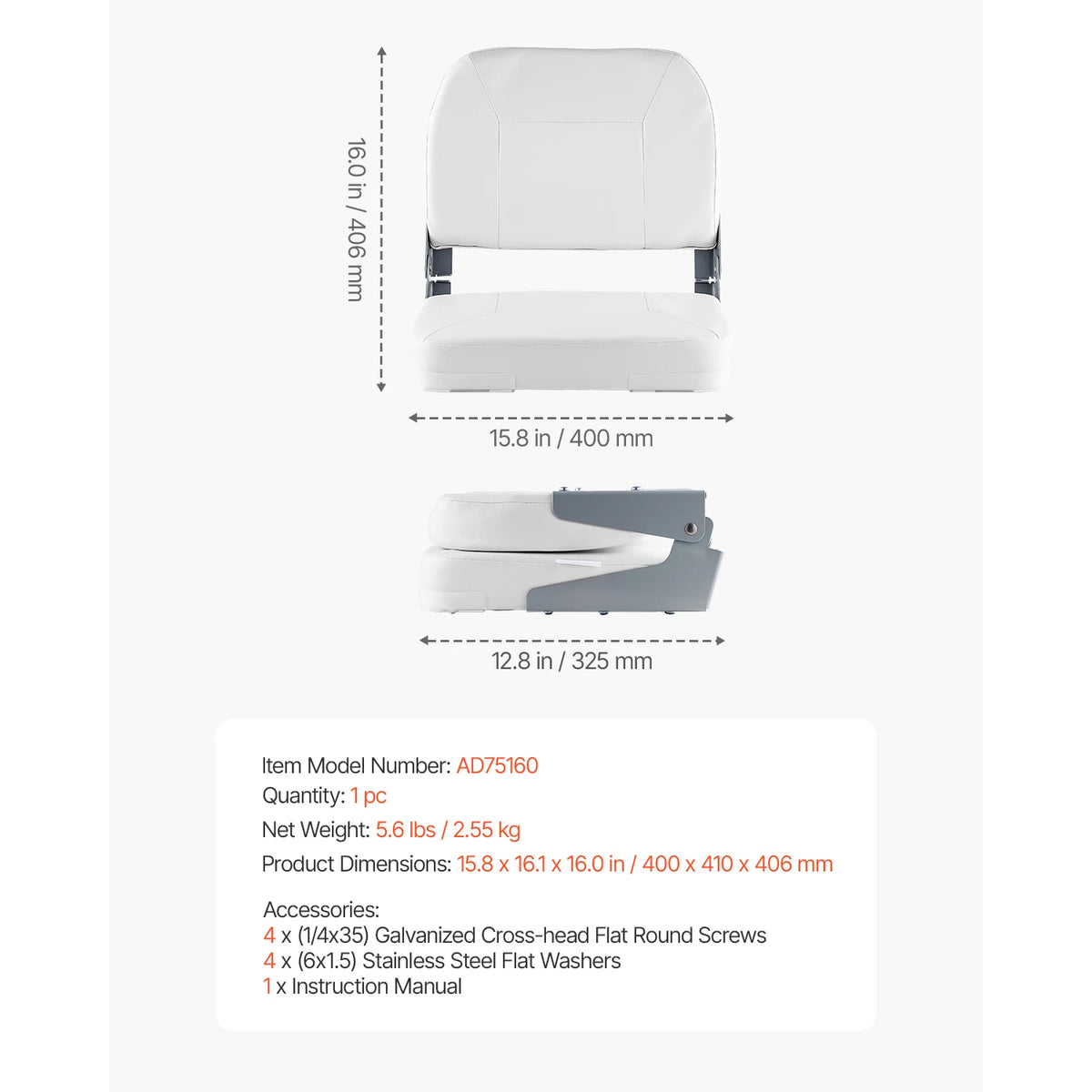 SucceBuy Folding Boat Seat With Thickened Cushion For Fishing