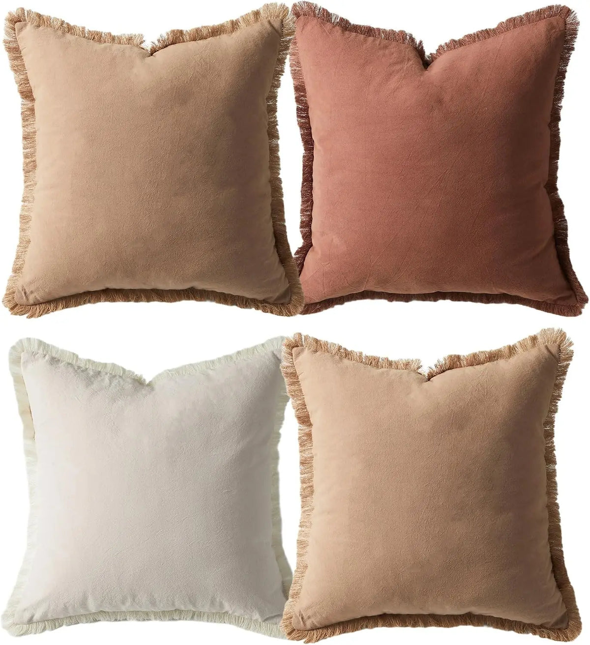TWISTER.CK Washed Cotton Pillow Covers With Tassels Decorative Farmhouse
