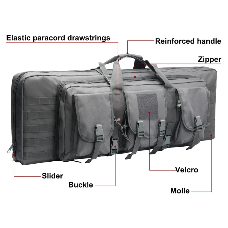 LQARMY Tactical Double Rifle Case Molle Hunting Gear Bag