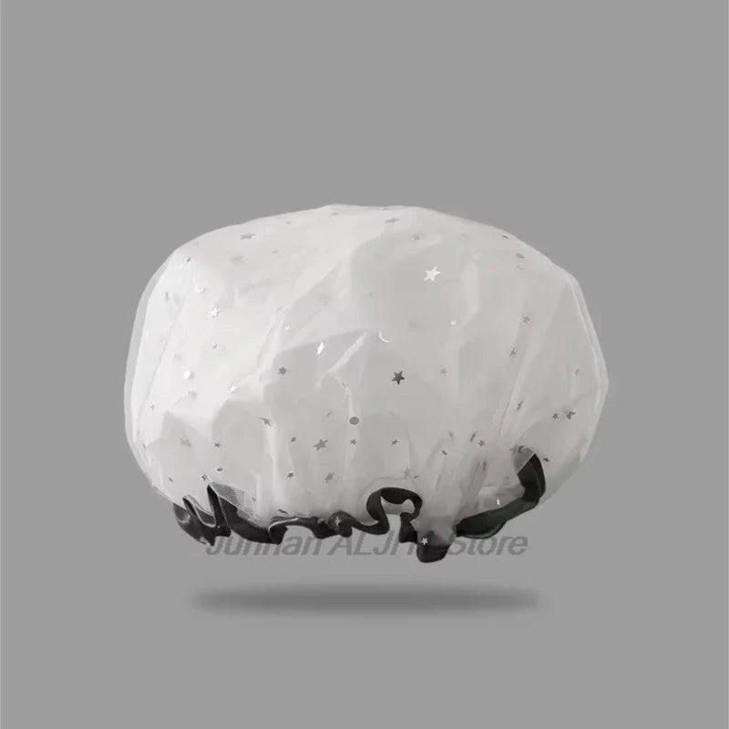 Double Layer Waterproof Shower Cap Reusable Pvc Bathing Hat