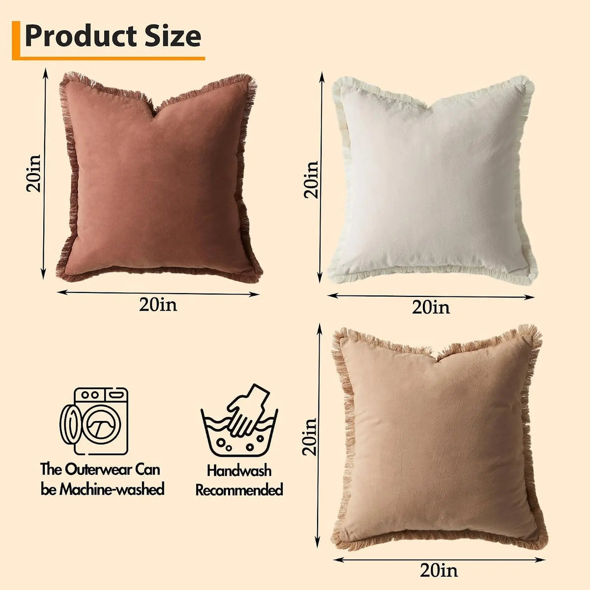 TWISTER.CK Washed Cotton Pillow Covers With Tassels Decorative Farmhouse