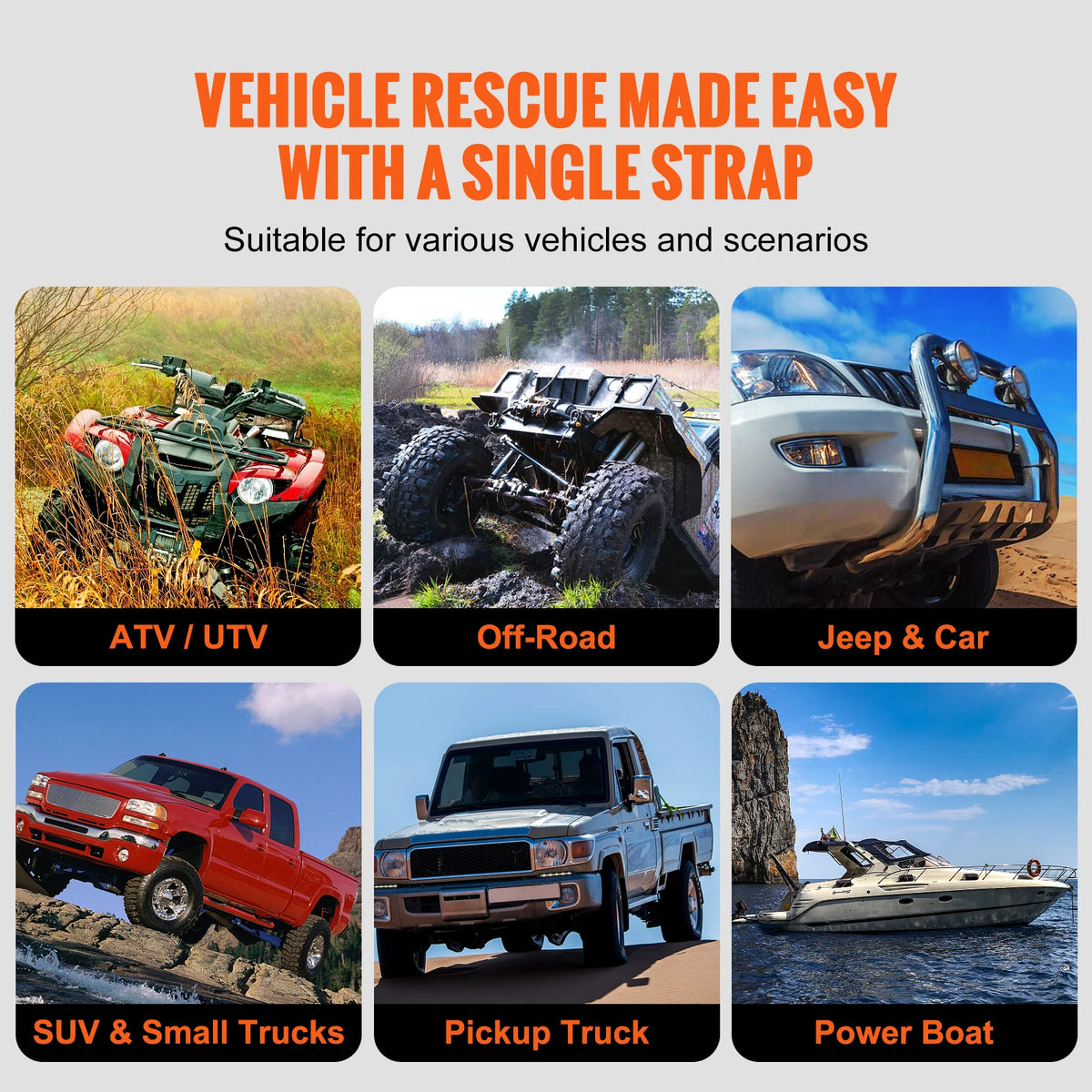 SucceBuy Nylon Towing Strap Off Road Rescue Recovery