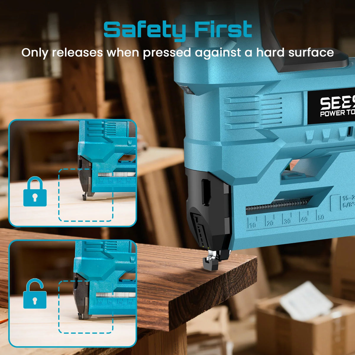Seesii Cordless Brad Nail Gun With Two Lithium Batteries