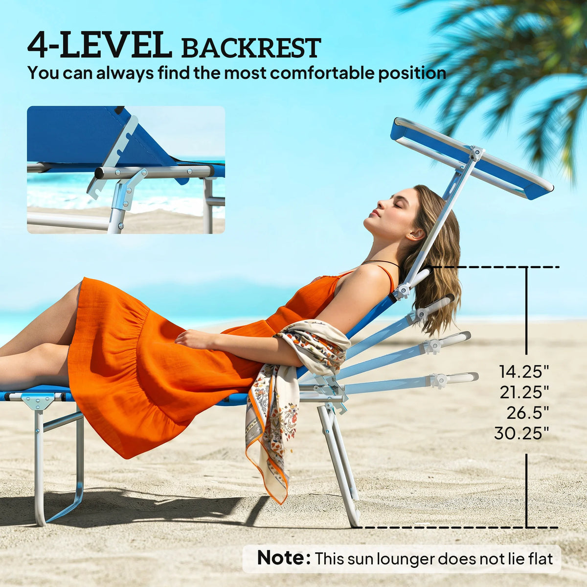 Outsunny Portable Adjustable Outdoor Chaise Lounger