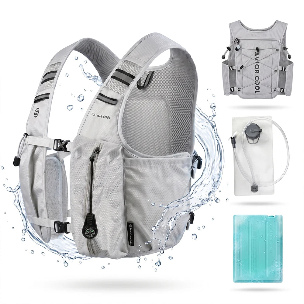 Active Cooling Vest With Constant Temperature System And Hydration Bladder