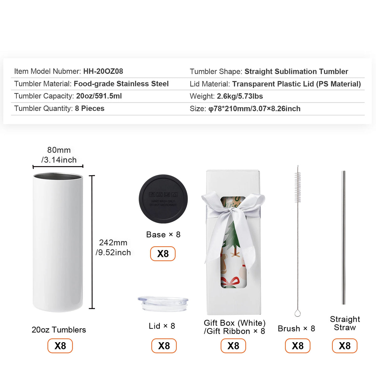 SucceBuy Double Wall Stainless Steel Sublimation Tumblers