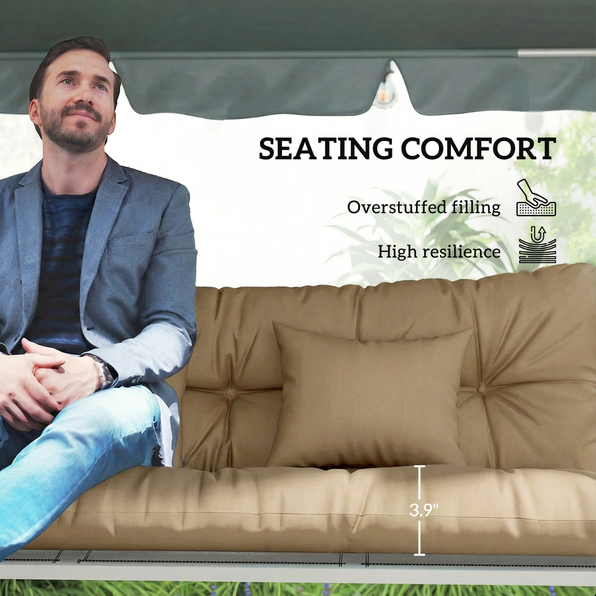 Indoor Chair Cushion With Backrest Pillow And Ties For Garden