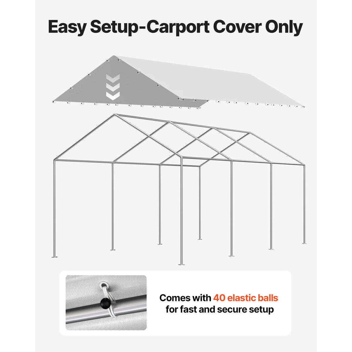SucceBuy Heavy Duty Waterproof Carport Replacement Shelter Cover