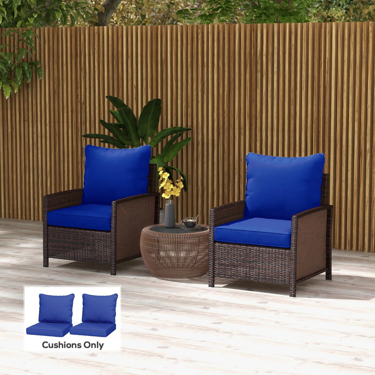 Outsunny Outdoor Chair Cushion With Backrest For Garden Furniture