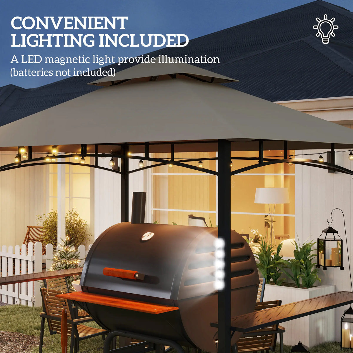 Outsunny Two Tier Outdoor Grill Gazebo With Flame Retardant Canopy