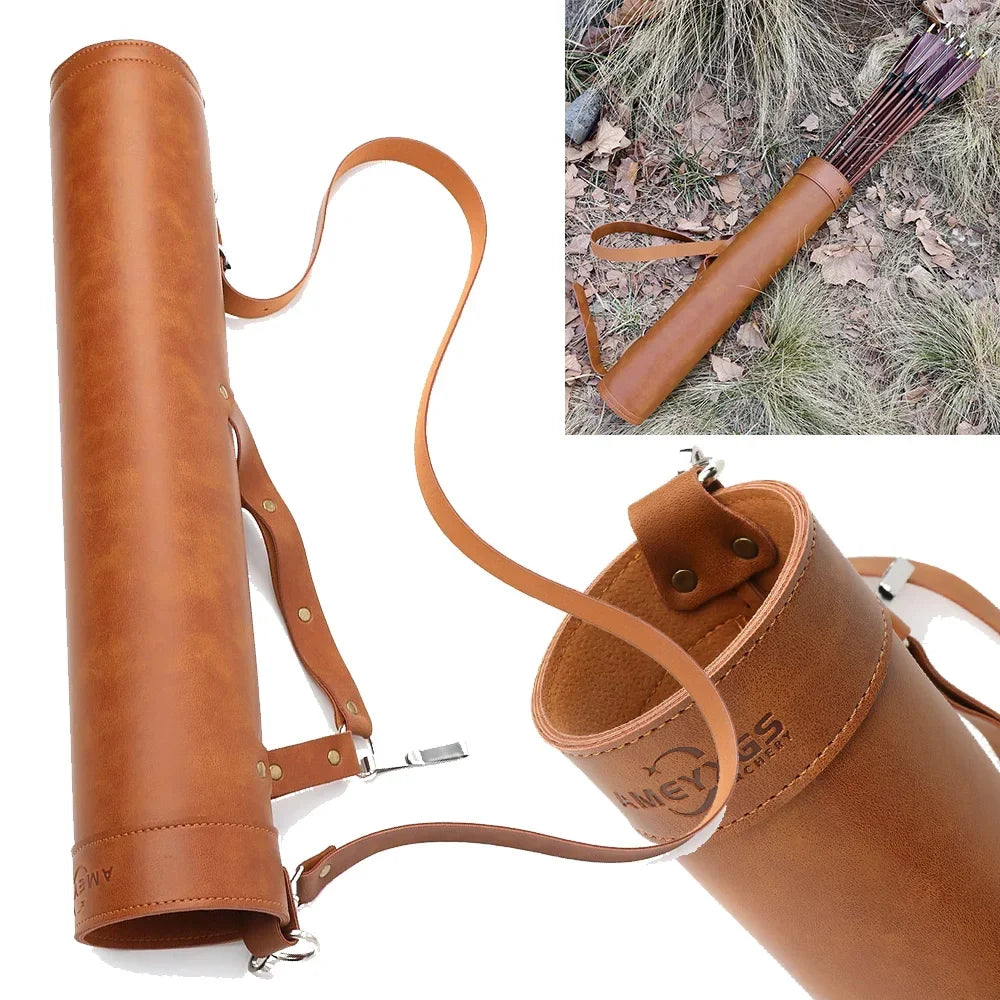Adjustable PU Leather Arrow Quiver Backpack For Hunting Archery Supplies