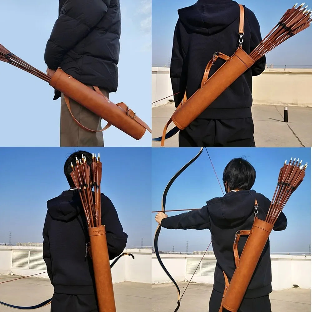 Adjustable PU Leather Arrow Quiver Backpack For Hunting Archery Supplies