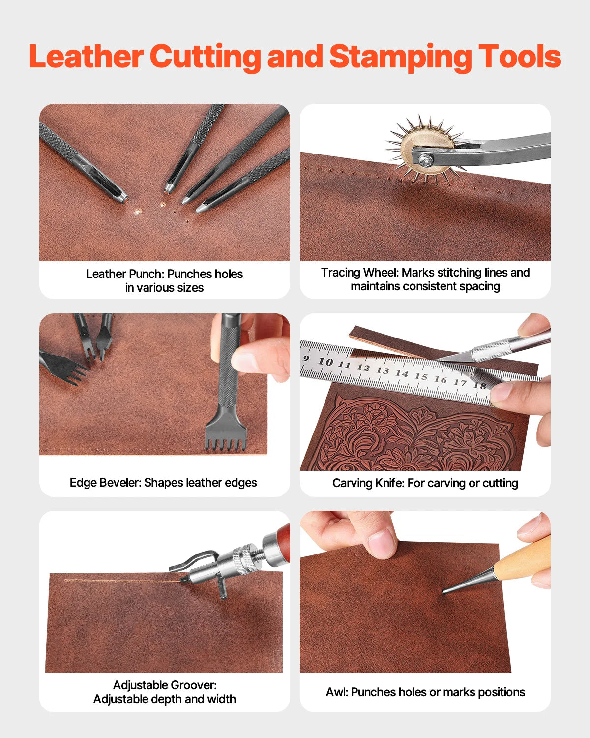 SucceBuy Leather Craft Tools Kit For Punching And Stitching