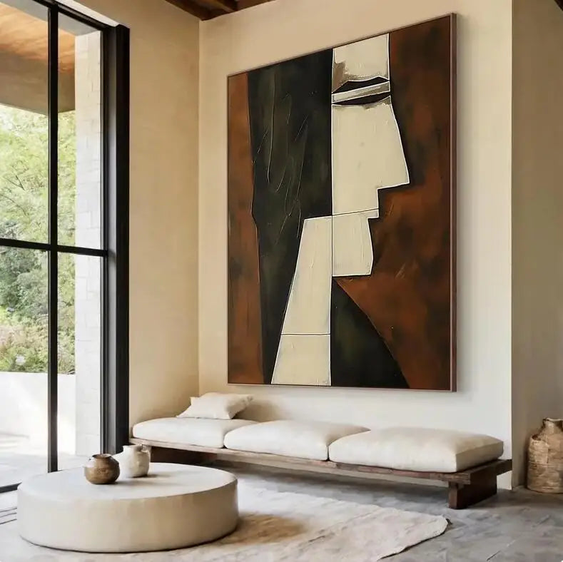 Bimoyear Hand Drawn Abstract Oil Canvas Painting Modern Figure Decor