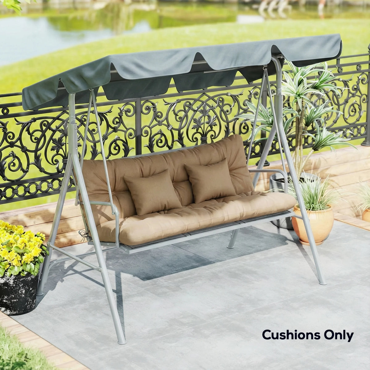 Indoor Chair Cushion With Backrest Pillow And Ties For Garden