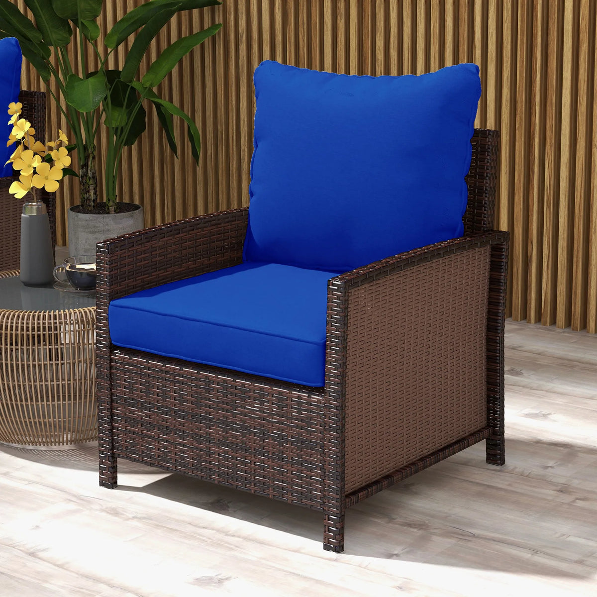 Outsunny Outdoor Chair Cushion With Backrest For Garden Furniture