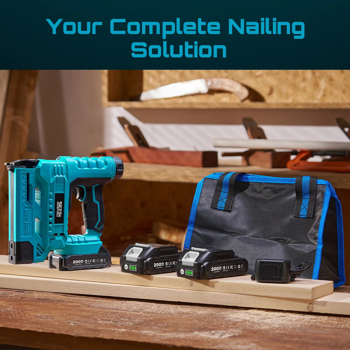 Seesii Cordless Brad Nail Gun With Two Lithium Batteries