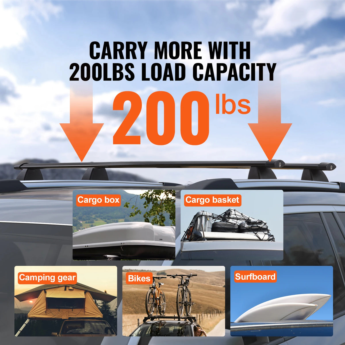 SucceBuy Aluminum Roof Rack Cross Bars With Integrated Locks