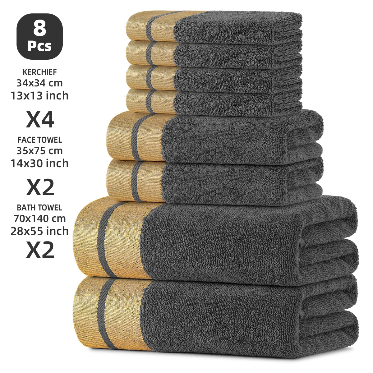 Luxury Cotton Bath Towel Set Soft Absorbent Everyday Towels