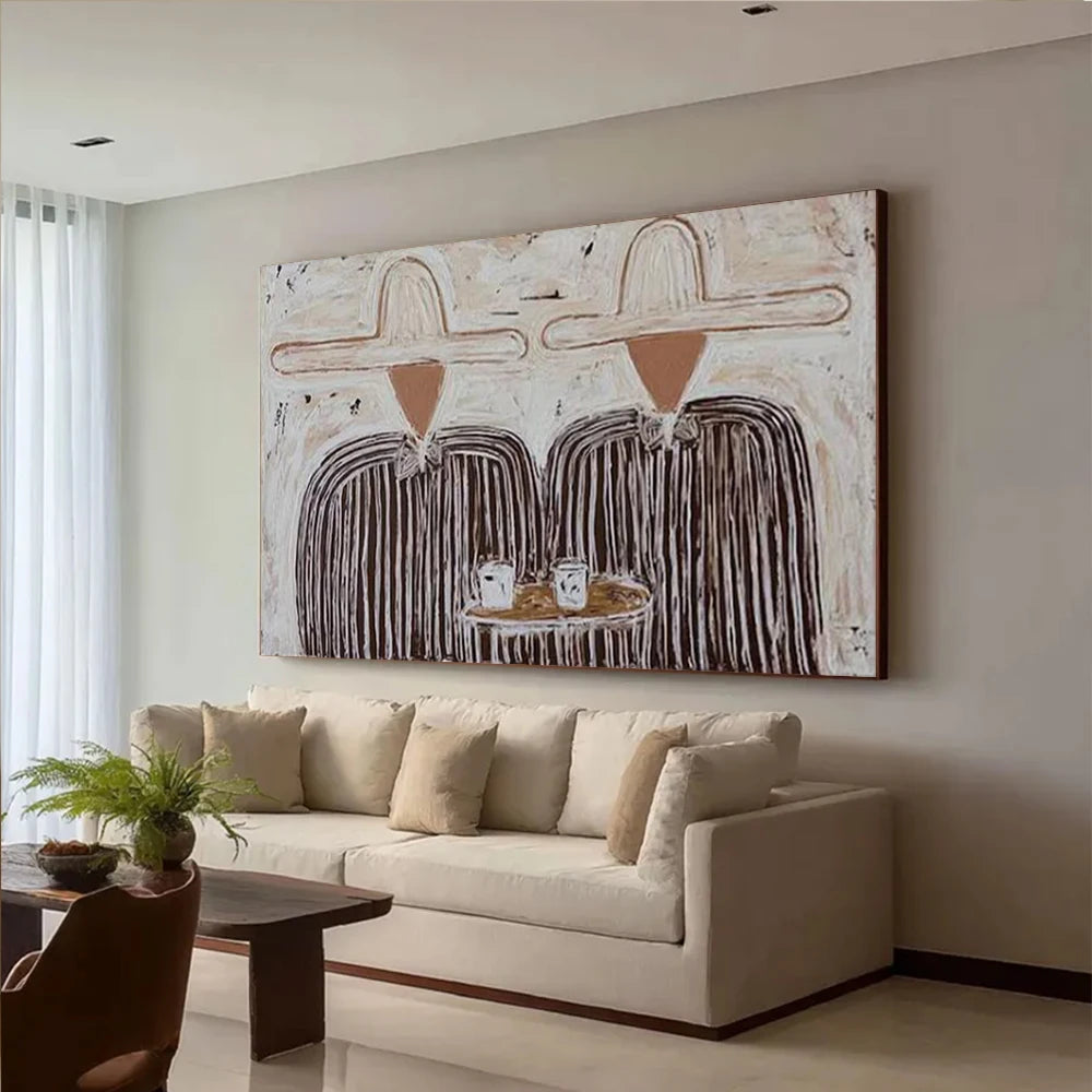 Bimoyear Hand Drawn Abstract Oil Canvas Painting Modern Figure Decor