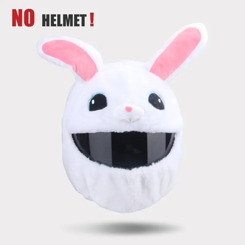 UchOOSE Cartoon Plush Motorcycle Helmet Cover With Flexible Ears