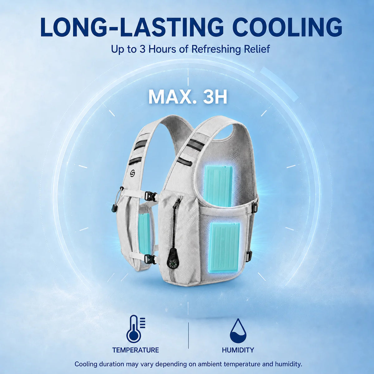 Active Cooling Vest With Constant Temperature System And Hydration Bladder