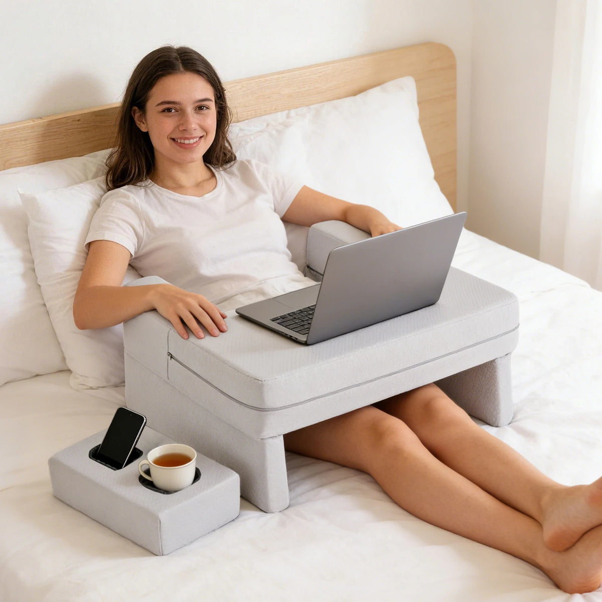 JHK Square Memory Foam Reading Pillow With Ventilated Cooling Support