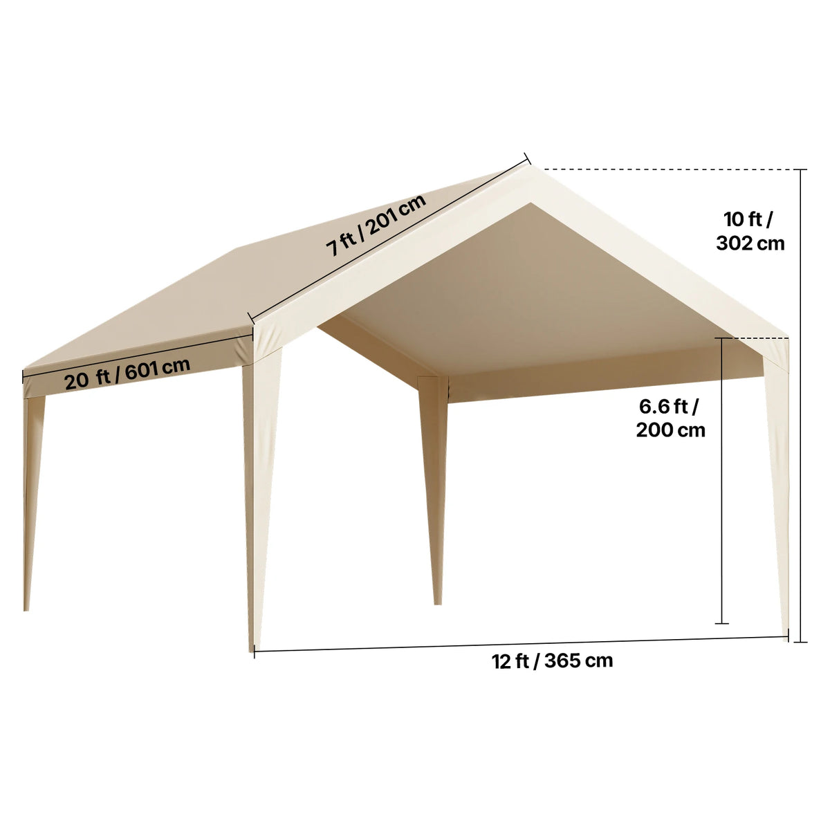 SucceBuy Heavy Duty Waterproof Carport Replacement Shelter Cover