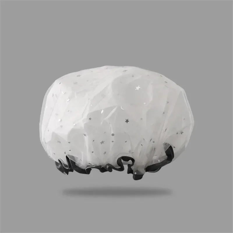 Double Layer Waterproof Shower Cap Reusable Pvc Bathing Hat