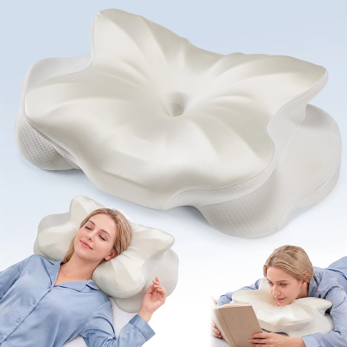 JHK Ergonomic Cooling Memory Foam Cervical Pillow for Neck Relief