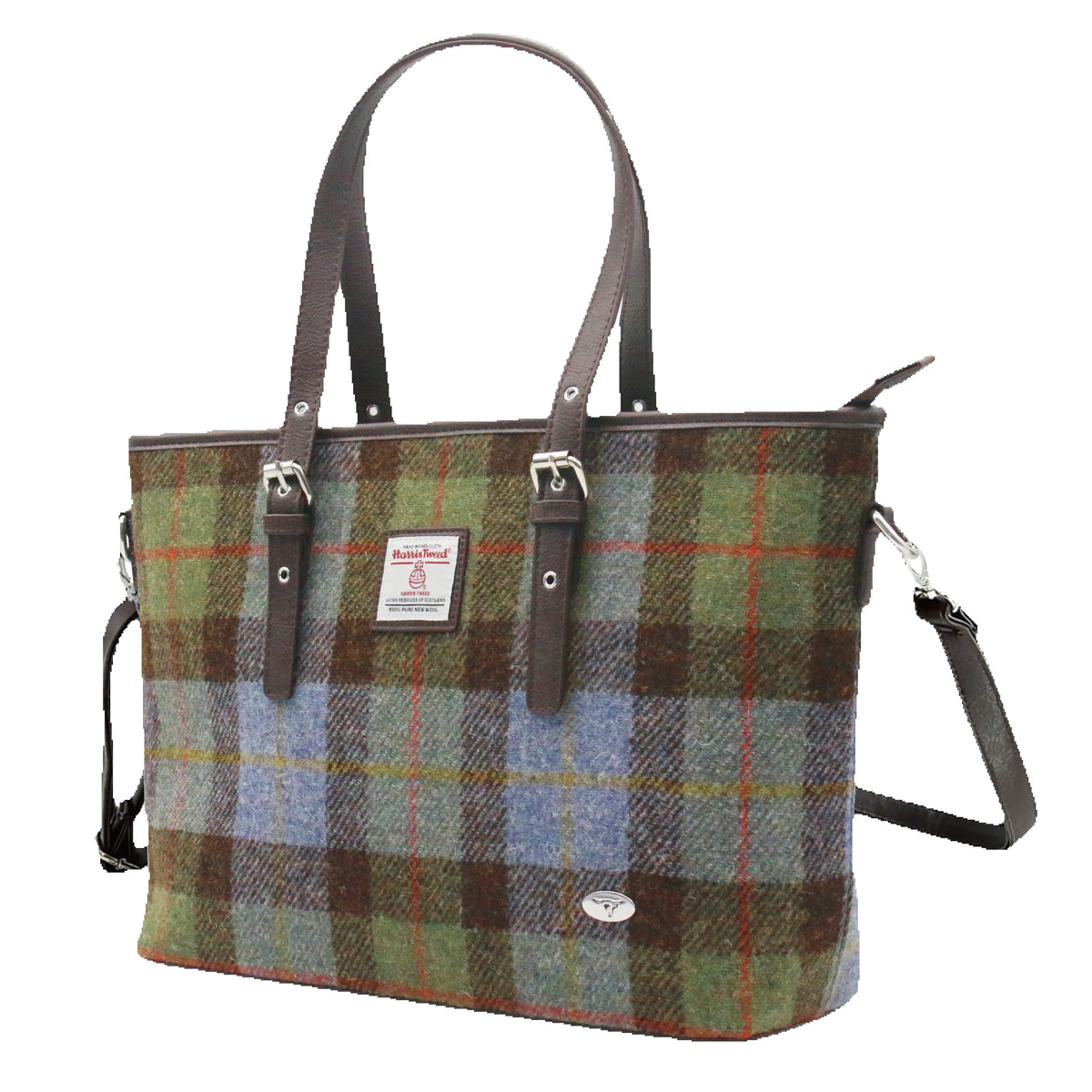 GLEN APPIN Harris Tweed Wool Tote Bag With Detachable Strap