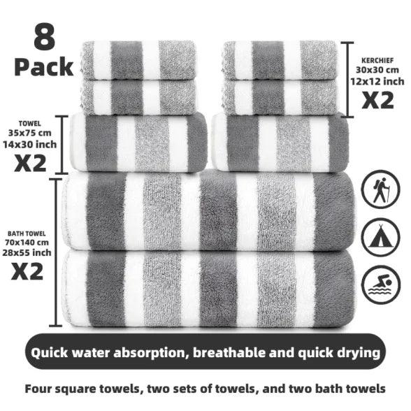 Soft Microfiber Bathroom Towel Set With High Water Absorbency