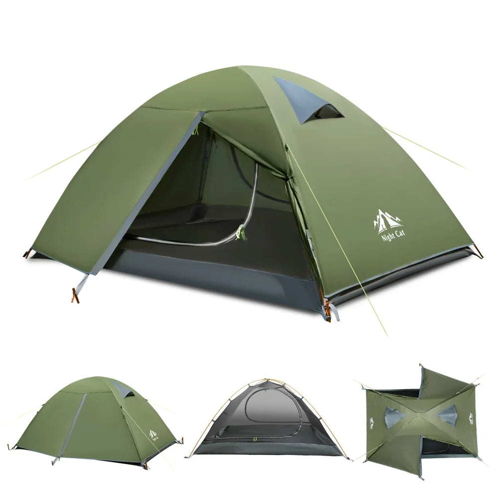 Night Cat Lightweight Double Wall Backpacking Tent For Two