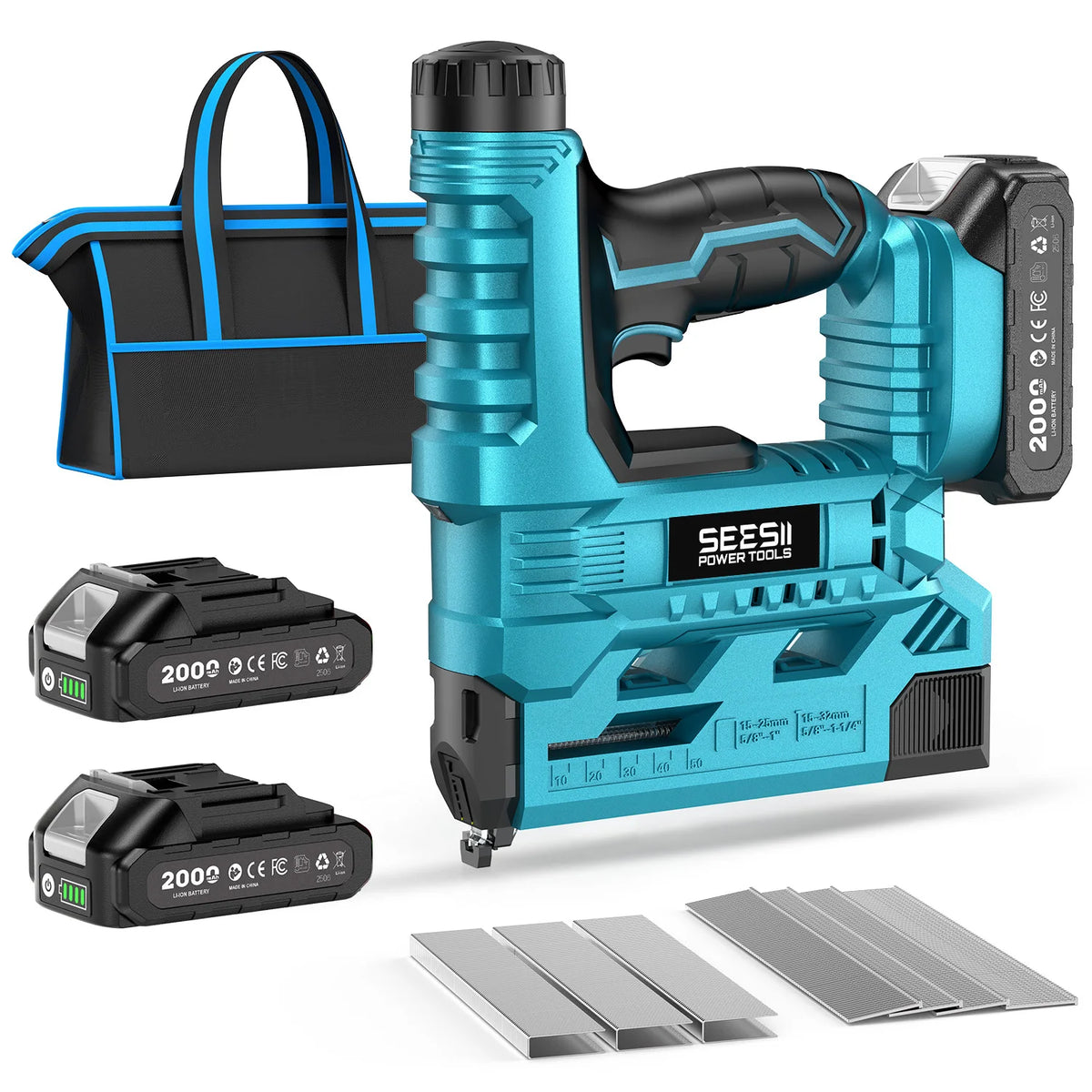 Seesii Cordless Brad Nail Gun With Two Lithium Batteries