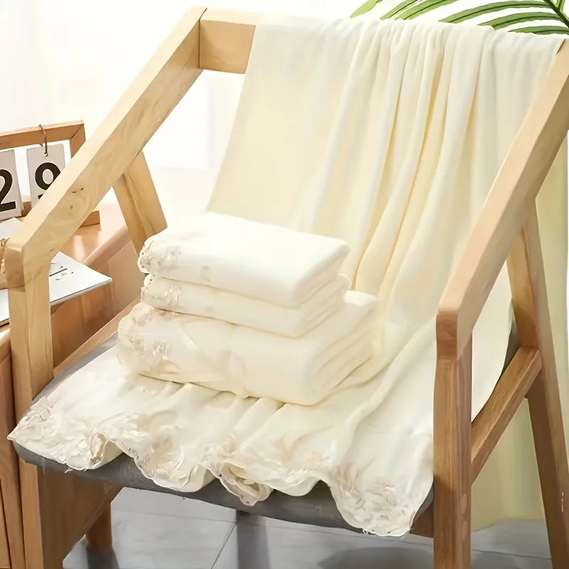 Microfiber Towel Set With Soft Absorbent Machine Washable Towels