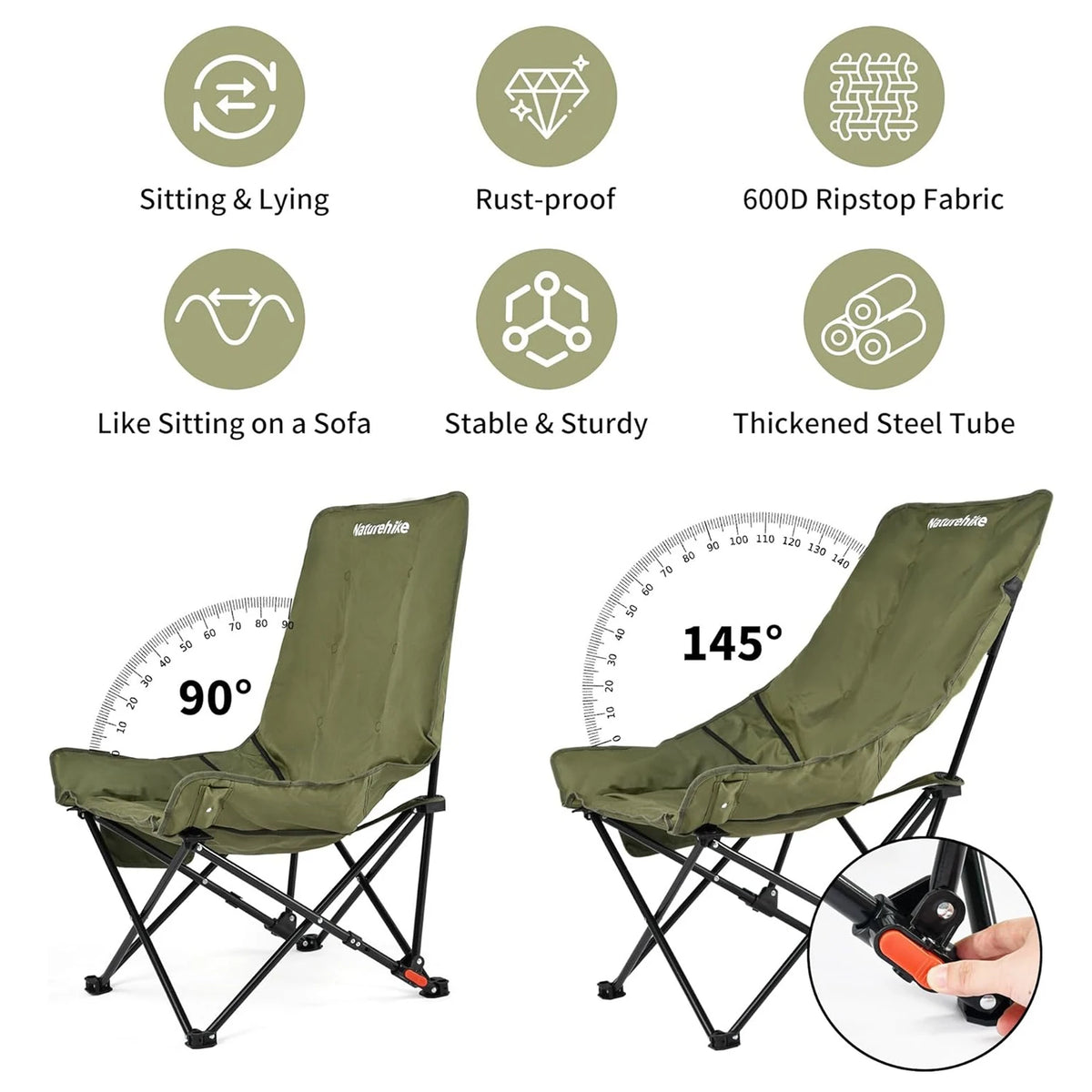 Naturehike High Back Moon Chair Folding Outdoor Lounge Seat