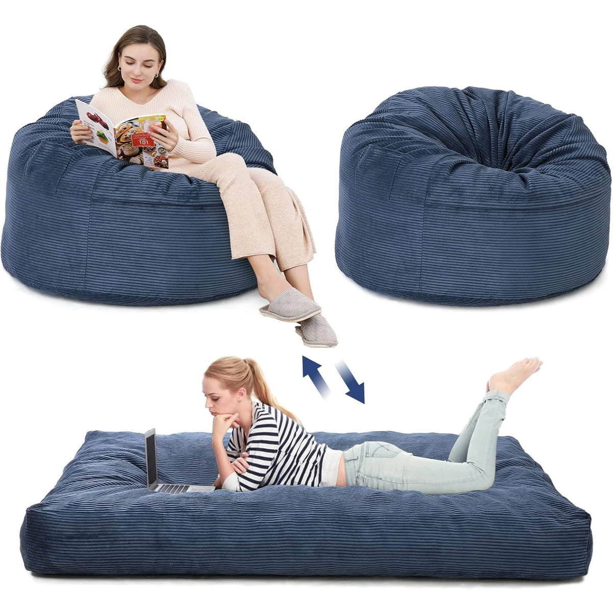 HiMISS Convertible Bean Bag Chair Bed With Washable Cover