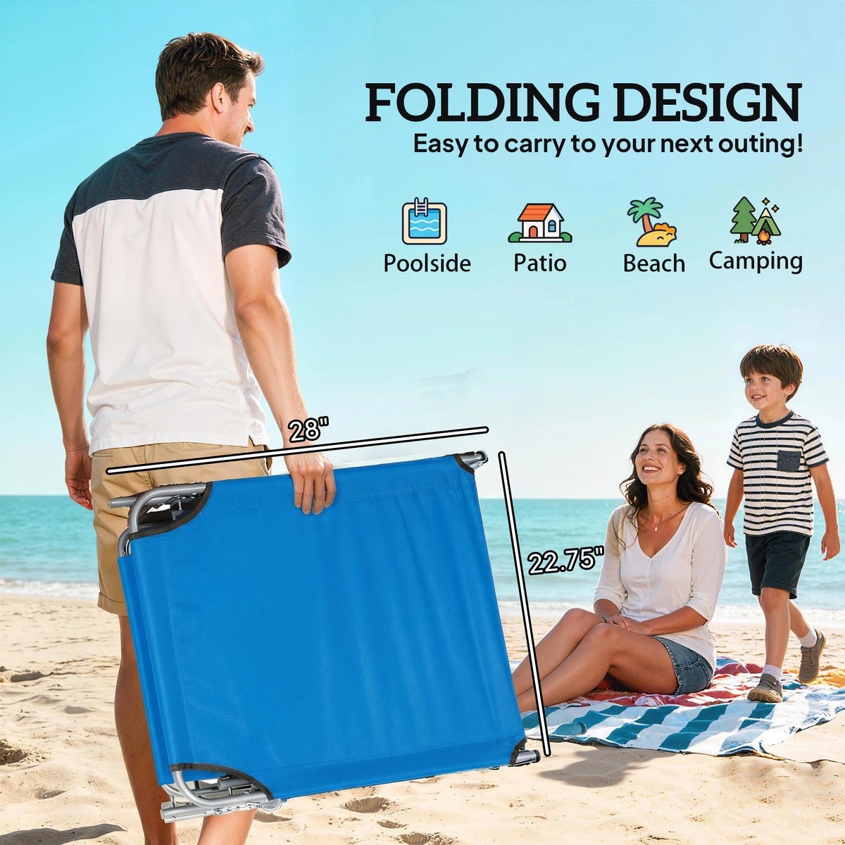 Outsunny Portable Adjustable Outdoor Chaise Lounger