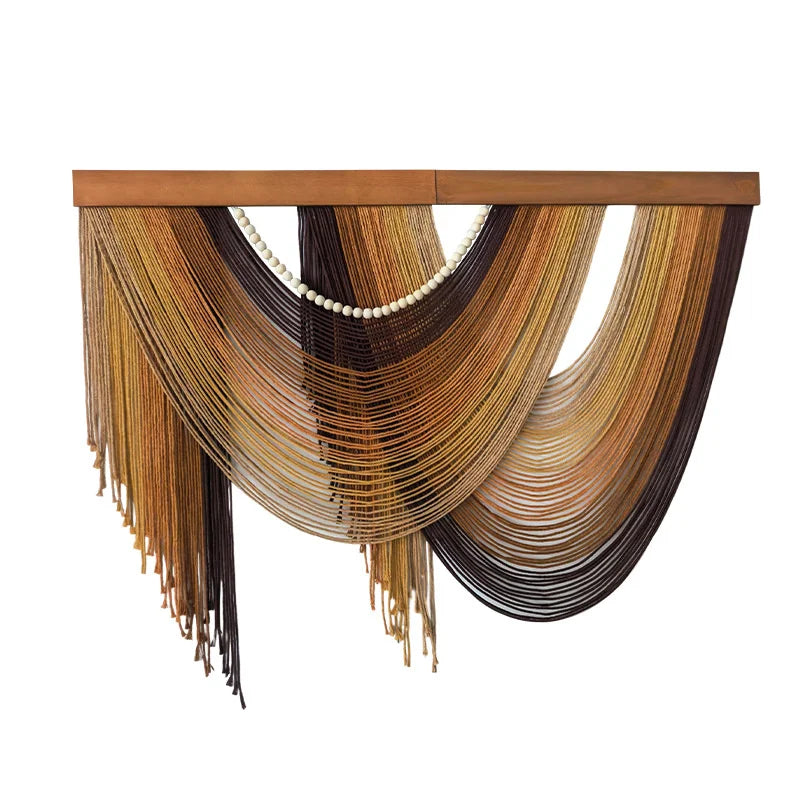 Bohemian Cotton Macrame Wall Hanging Tapestry Fringe Wooden Accent