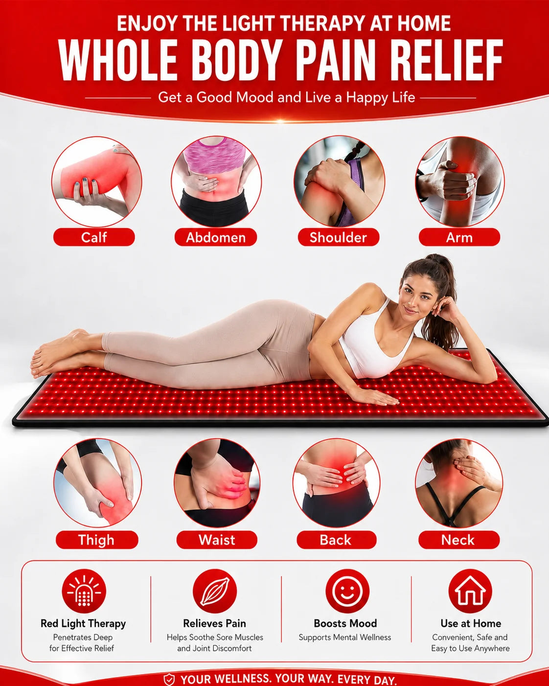 Red Light Therapy Mat 660nm 850nm Full Body Relaxation Pad