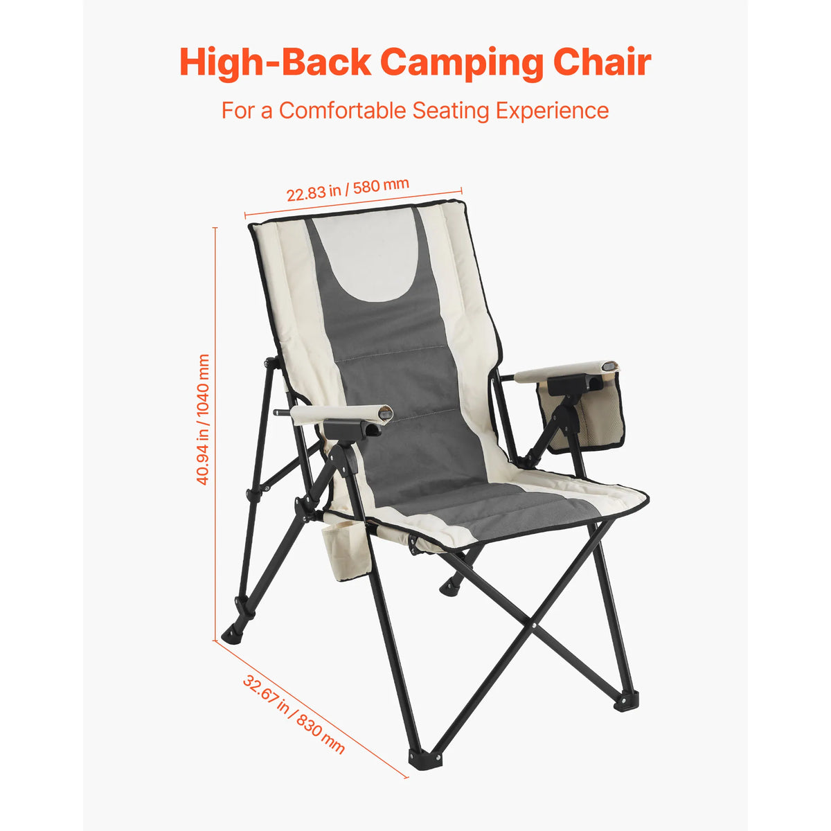 SucceBuy High Back Folding Camping Chair With Armrest
