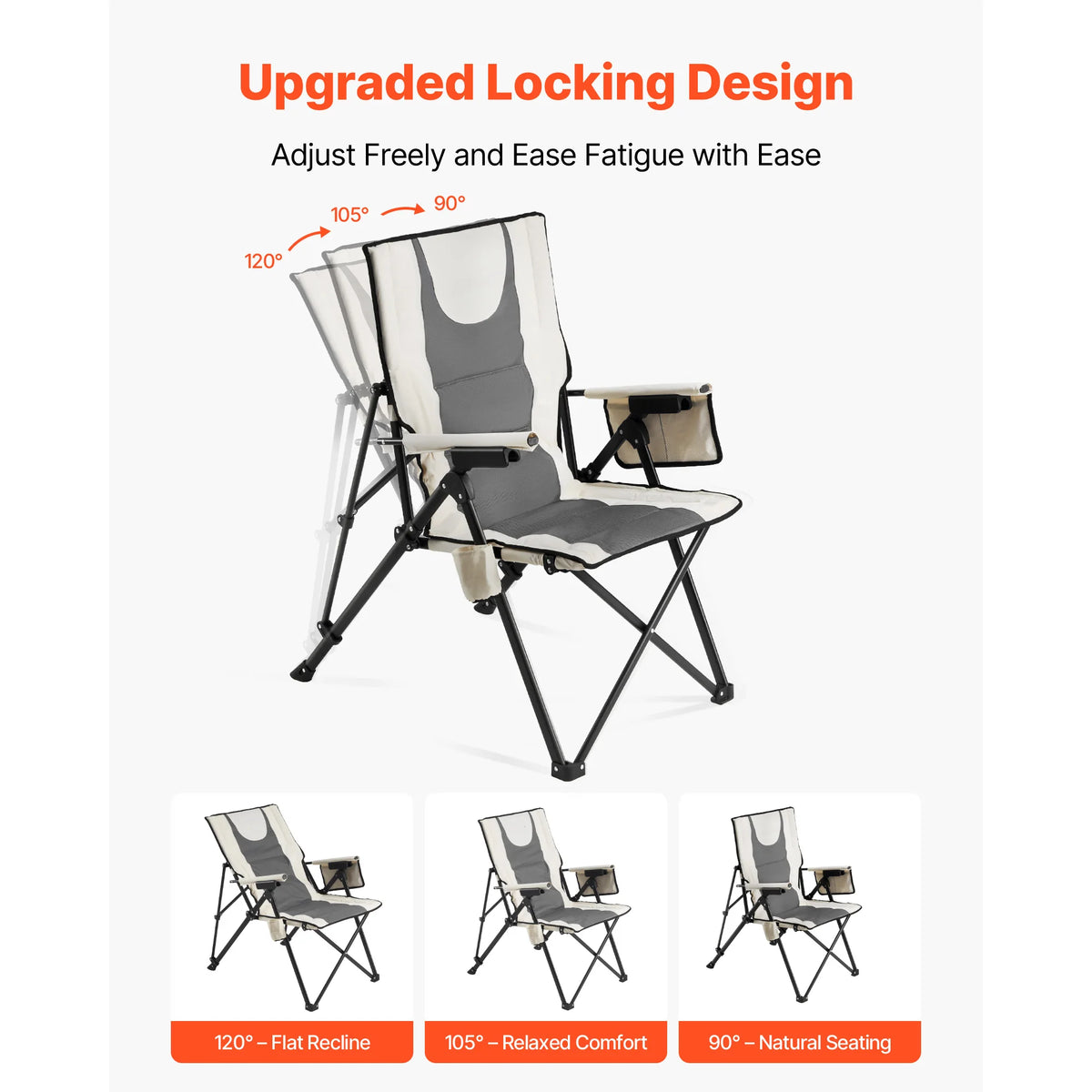 SucceBuy High Back Folding Camping Chair With Armrest