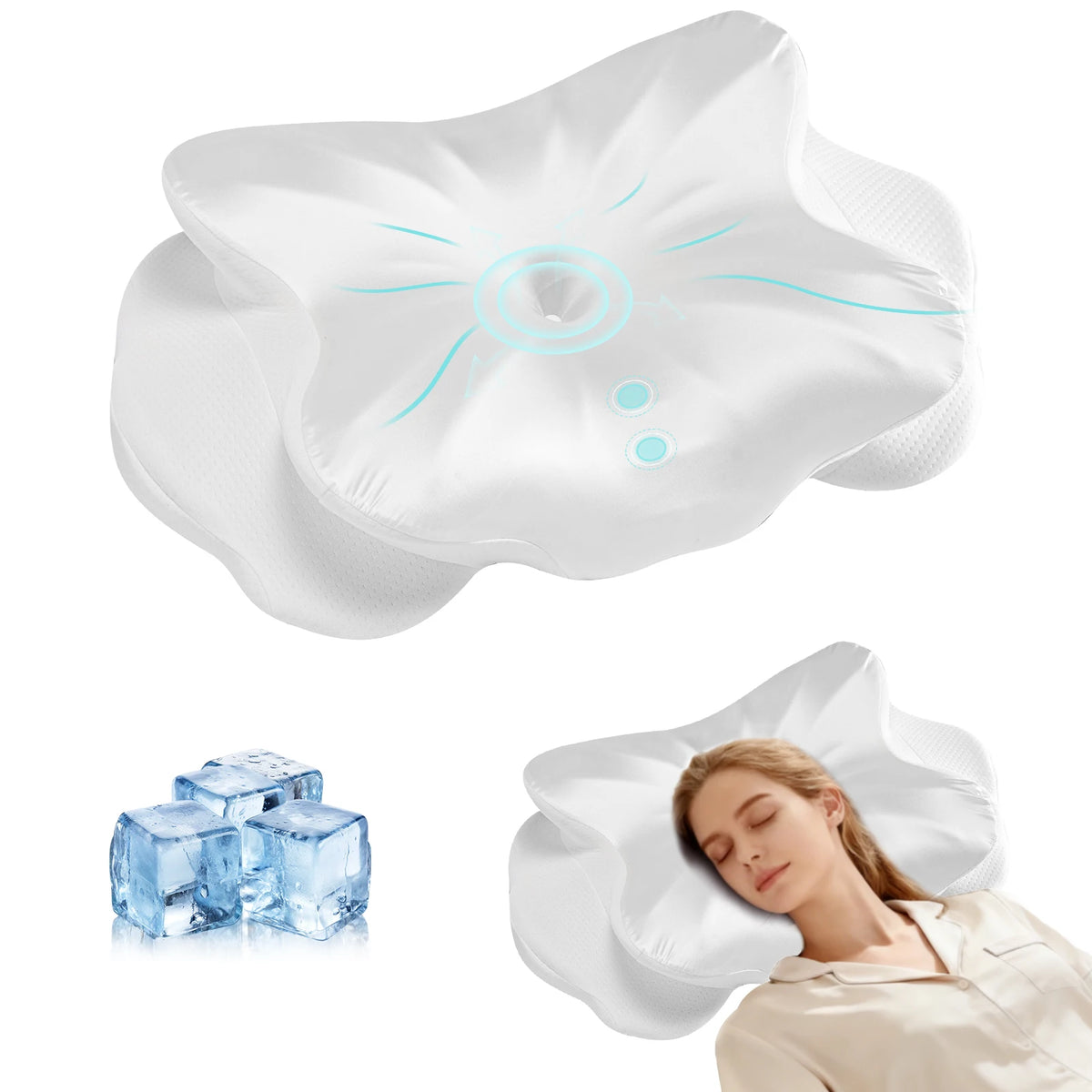JHK Ergonomic Cooling Memory Foam Cervical Pillow for Neck Relief