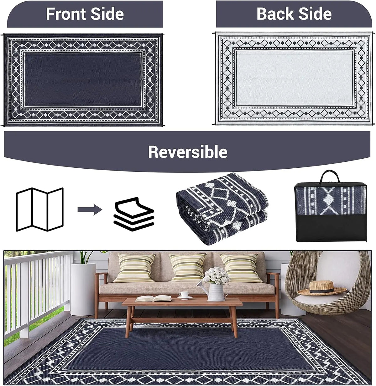 Garvee Washable Waterproof Flocked Polyester Area Rug For Home
