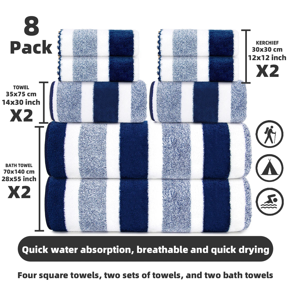 Soft Microfiber Bathroom Towel Set With High Water Absorbency