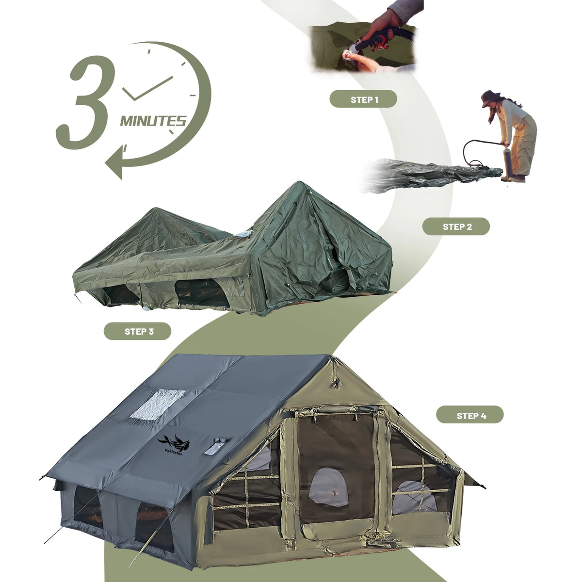 Pakicetus Weatherproof Inflatable Glamping Tent With Pump