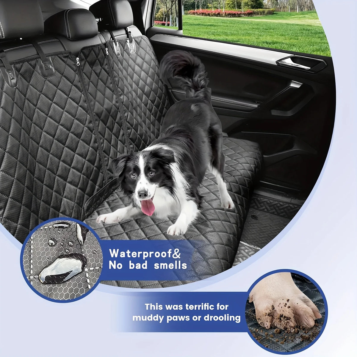 Waterproof Diamond Quilted Scratch Resistant Pet Car Seat Cover