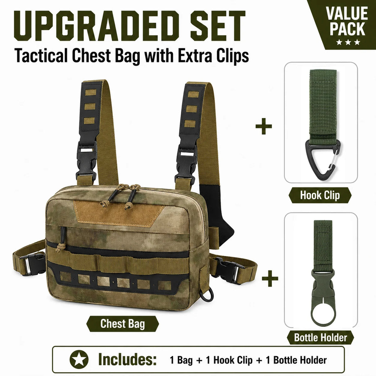 Tactical Nylon Molle Chest Pack Hiking Camping EDC Vest