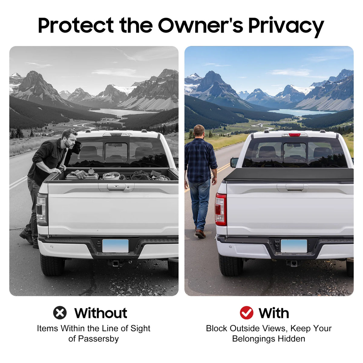 Bymaocar Soft Roll Up Truck Bed Heavy Duty Tonneau Cover