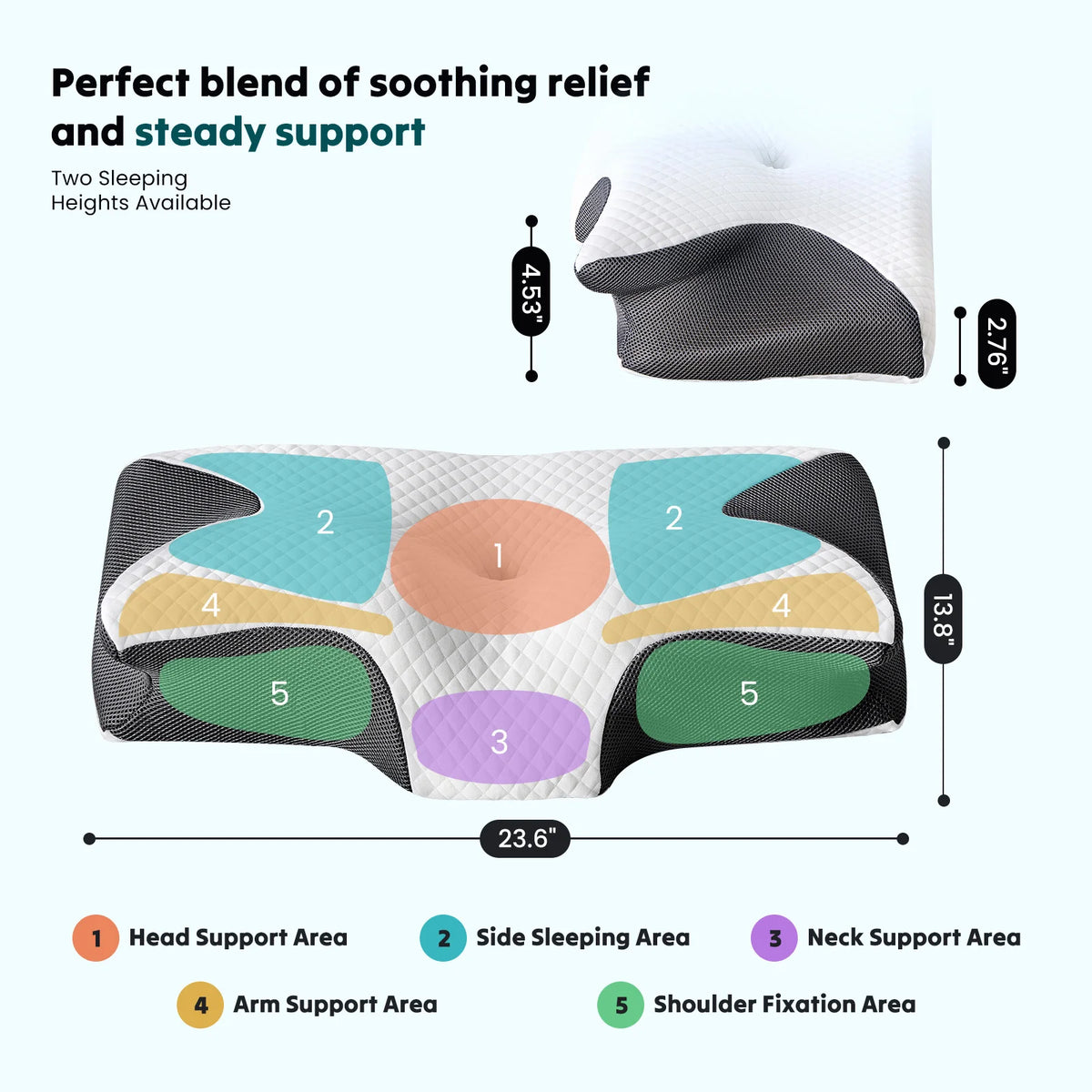 JHK Ergonomic Cervical Neck Pillow With Memory Foam Comfort